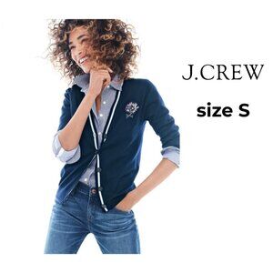 J. Crew Dark Blue Cardigan with Embroidered Detail